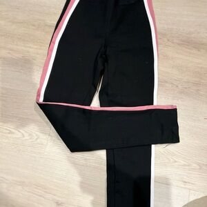 Zara Black and Pink Leggings with Sporty Stripe Detail